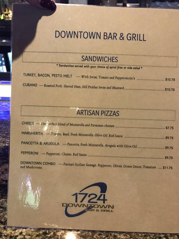 Menu at 1724 Downtown Bar & Grill, Redding