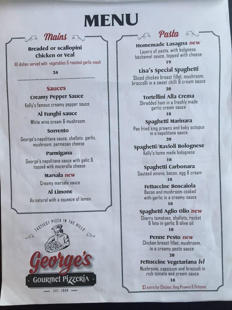 Menu at George's Gourmet Pizzeria Norwest, Bella Vista
