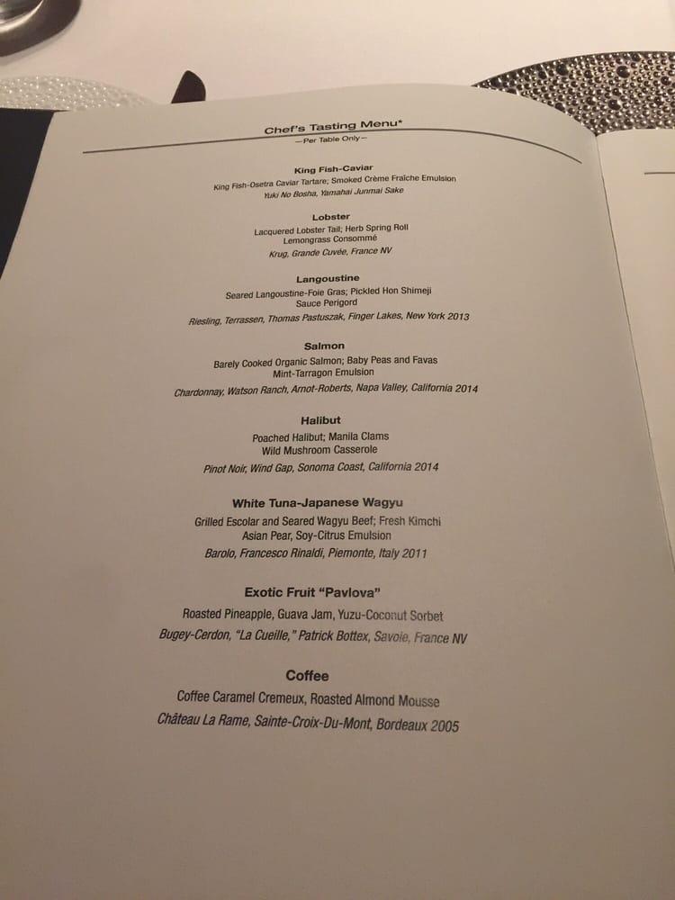 Menu at Le Bernardin restaurant, West New York