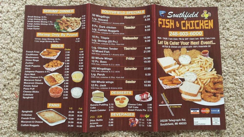 Menu at Southfield Fish & Chicken restaurant, Southfield