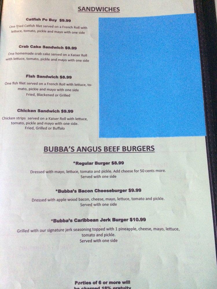 Menu at Bubba Jax Crab Shack restaurant, Valdosta