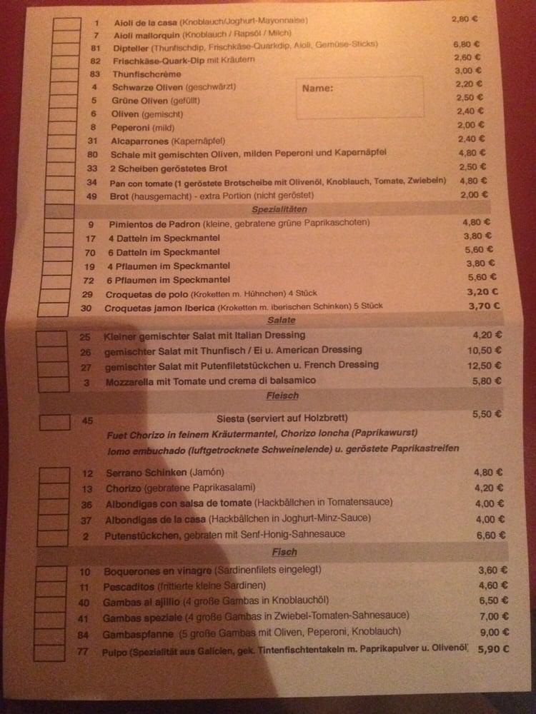 Speisekarte von Singin Tapas restaurant, Hamburg