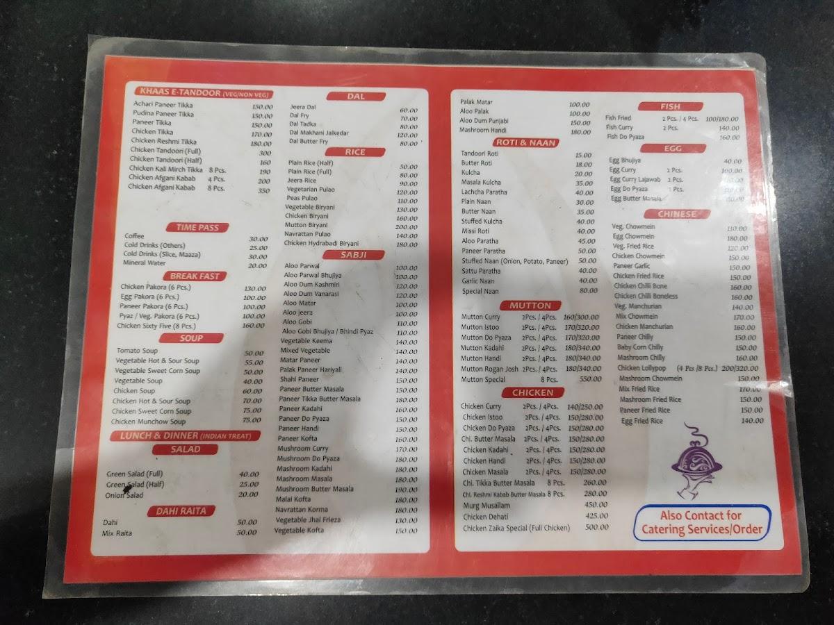 Zaika Vihar menu