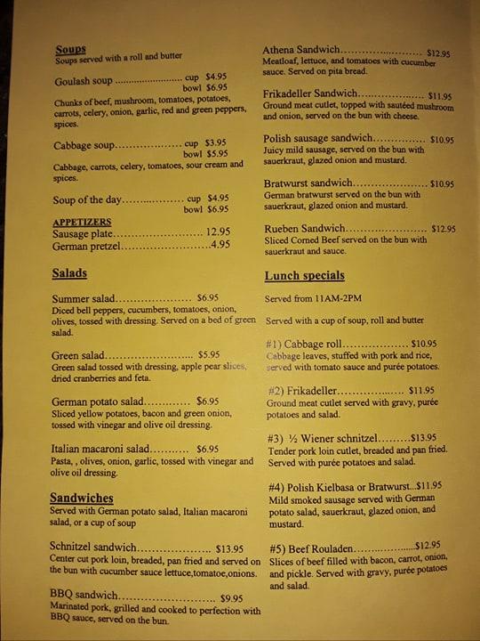 Menu at Europa restaurant, Black Diamond, 216th Ave SE