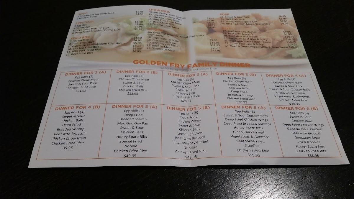 Menu at Golden Fry Chinese Restaurant, Rothesay