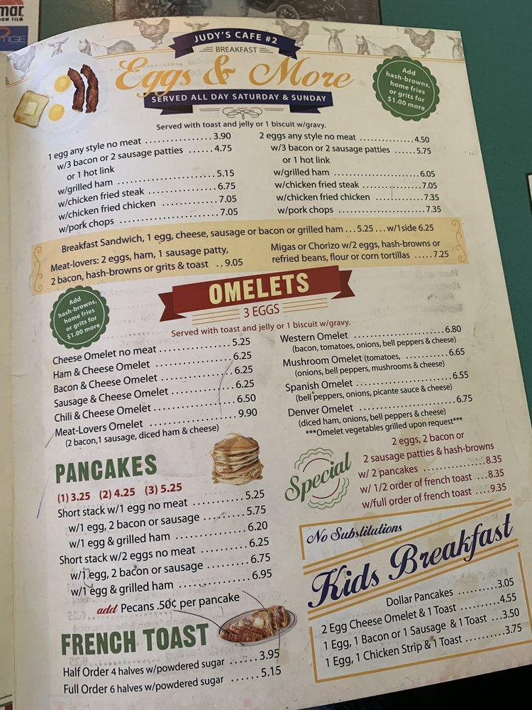 Menu at Judy's Cafe 2, Duncanville