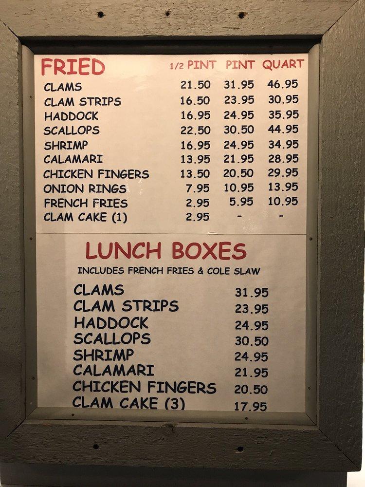 Menu at The Clam Shack restaurant, Kennebunk