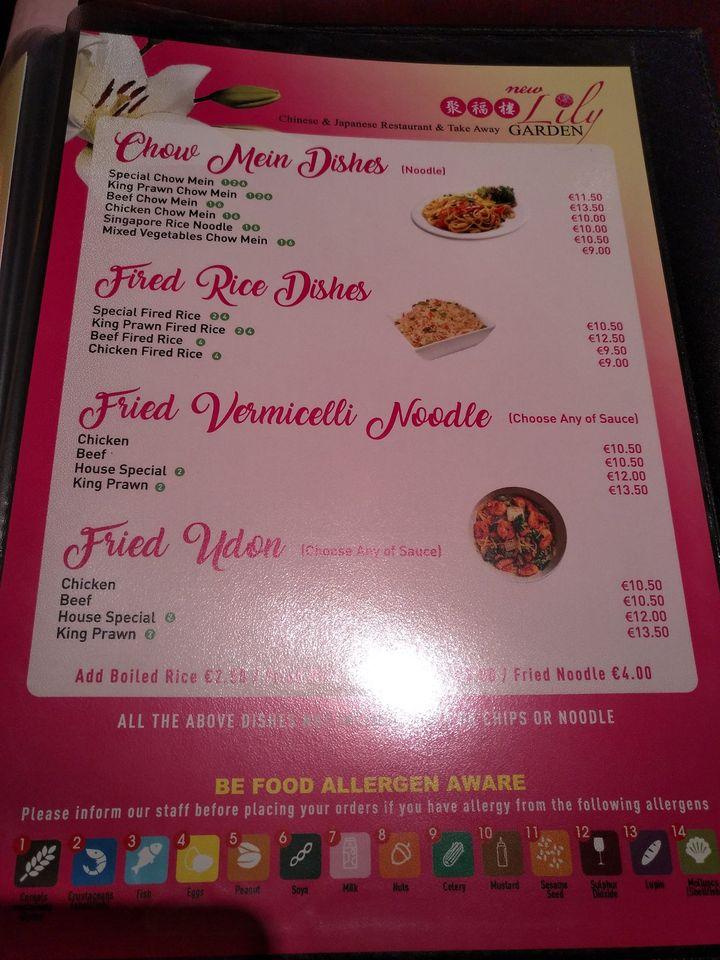 Menu at The Lily Garden Chinese Restaurant, Edenderry