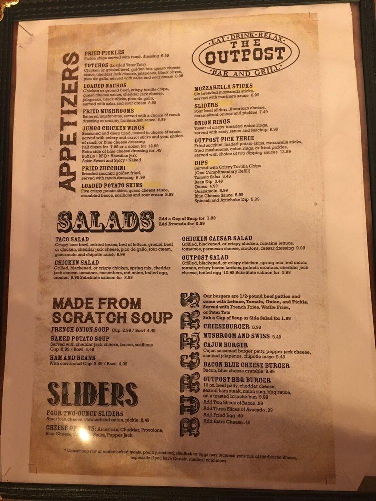 Menu at The Outpost Bar & Grill, Kansas City
