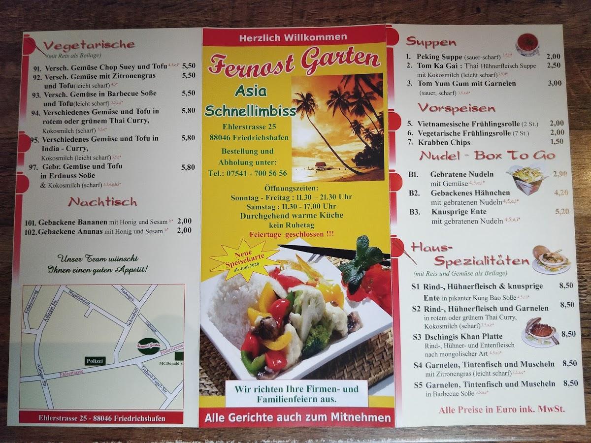 Speisekarte von Asia Imbiss Fernost Garten pub & Bar, Friedrichshafen