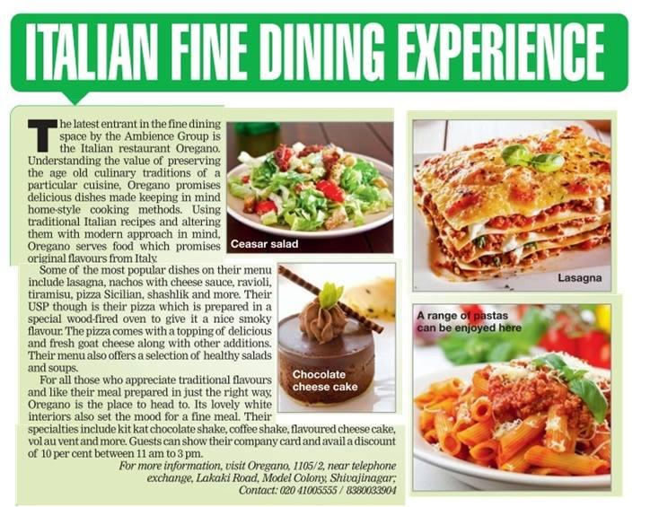 Oregano menu