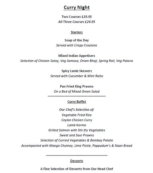 Menu at The Rose Garden restaurant, Hockley, Lower Rd