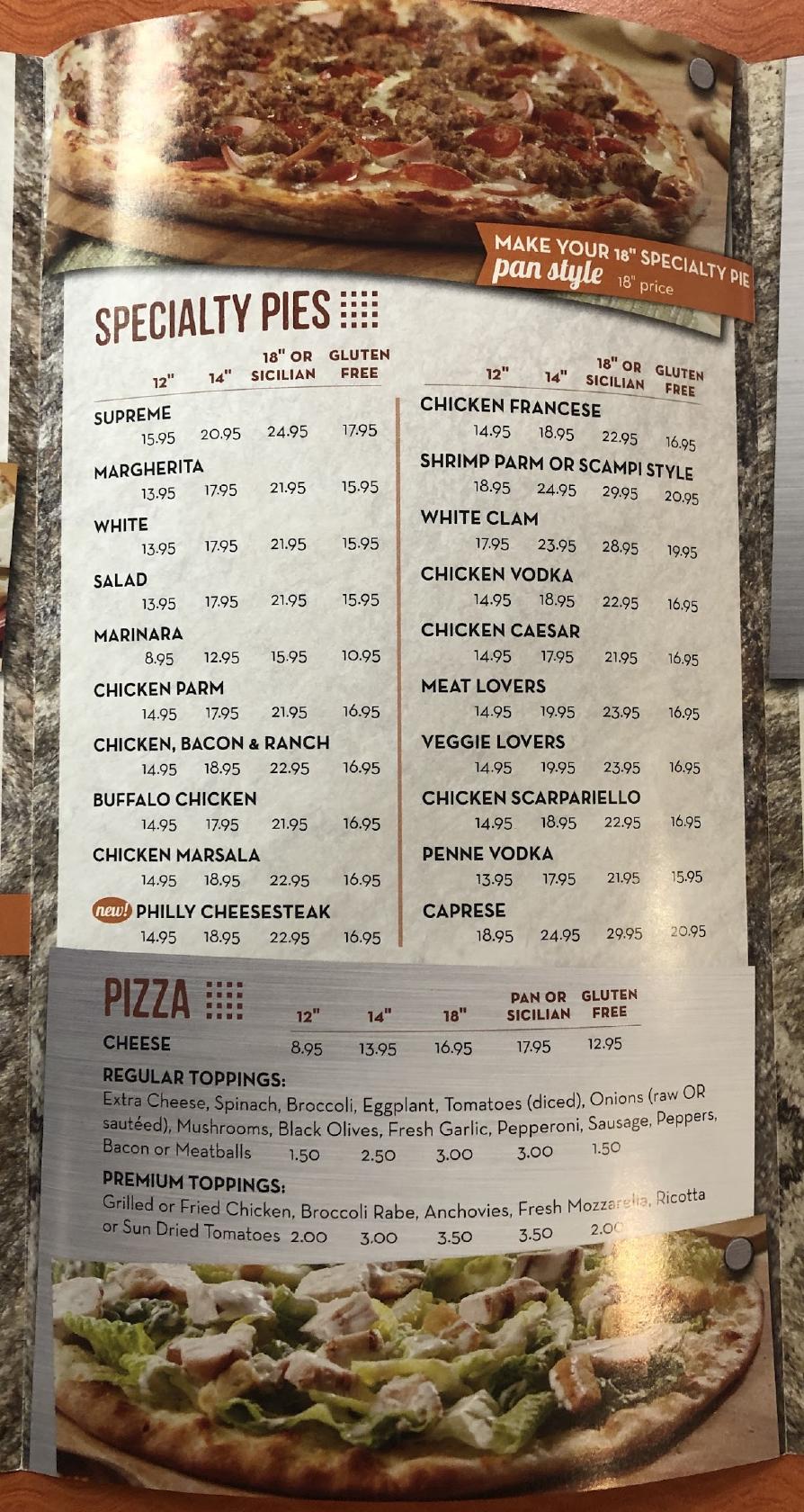 Menu at Nick's Pizza & Ice Cream pizzeria, Armonk, 405 Bedford Rd