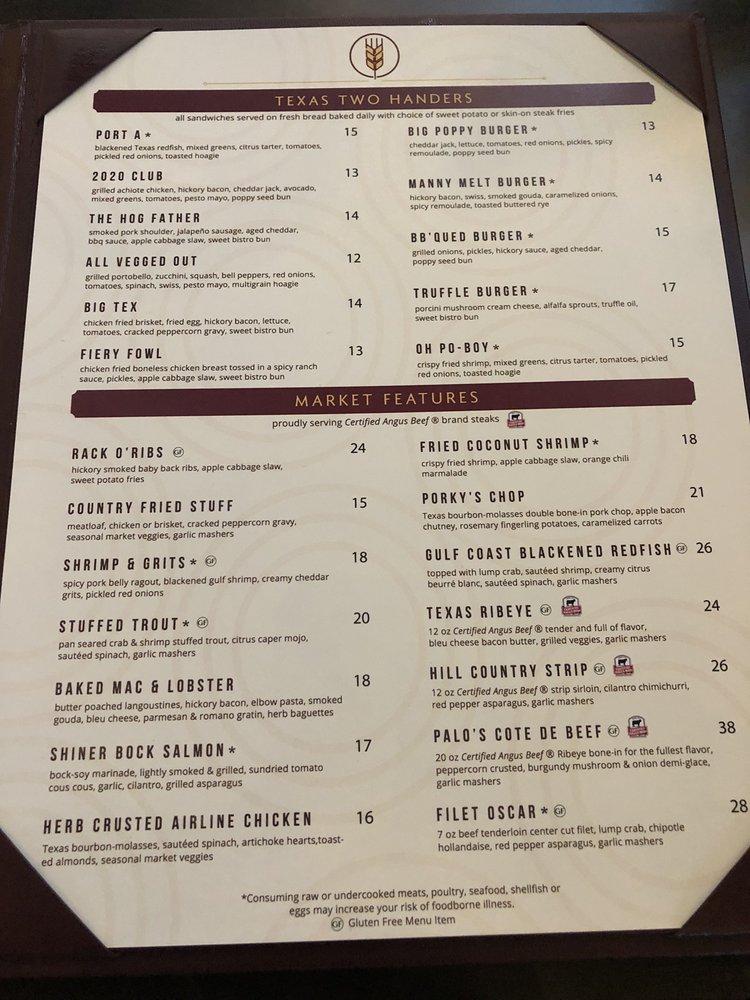 Menu at 2020 Market Scratch Kitchen & Bar,