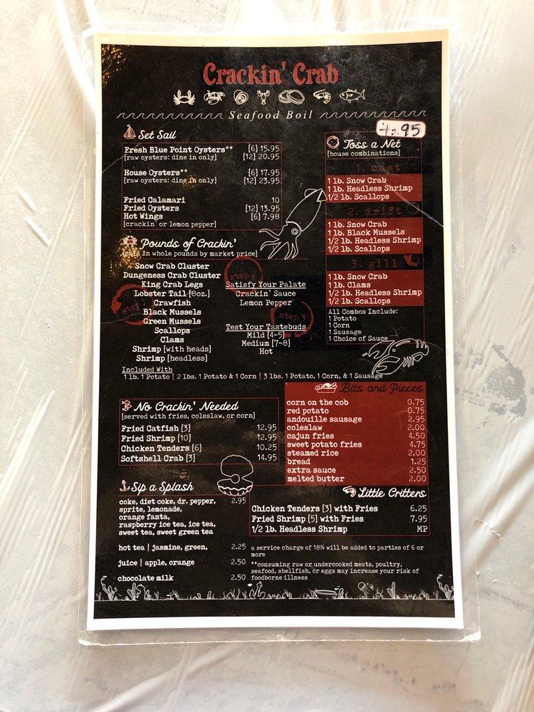 Menu at Crackin' Crab Seafood Boil restaurant, Albuquerque, Louisiana