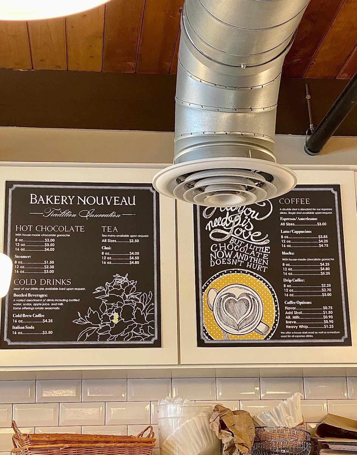 Menu at Bakery Nouveau, Burien