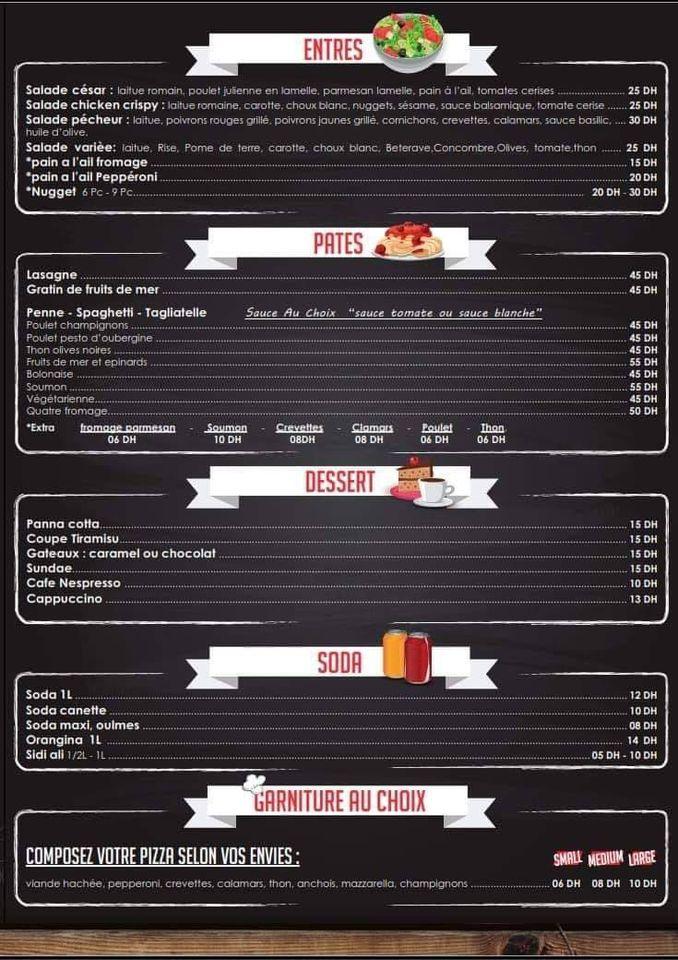 Menu au Pizza ITALIA restaurant, Casablanca, 229 Bd Wad Dawrra Azhari Oulfa