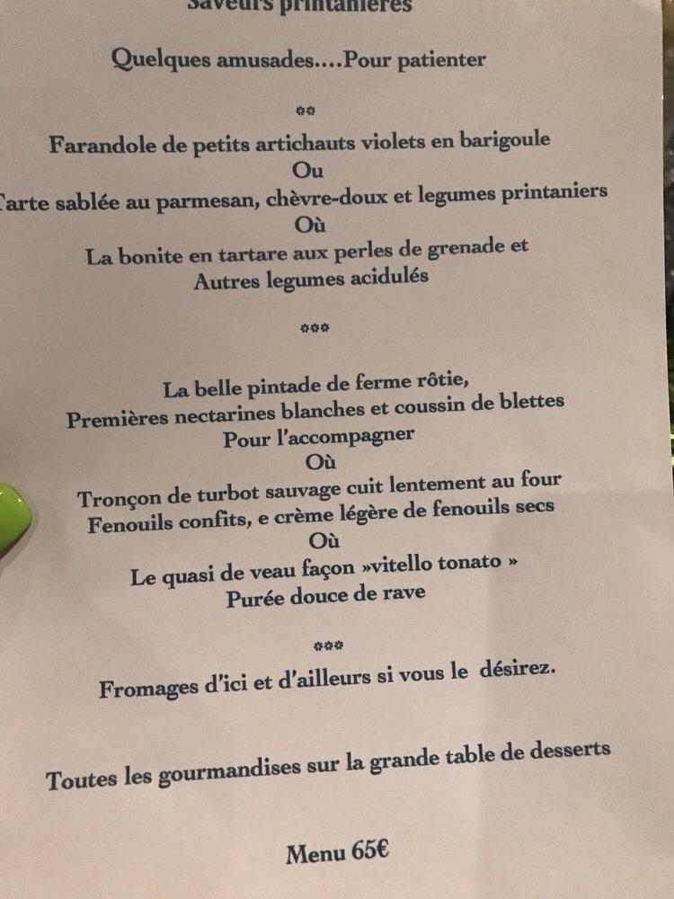 Menu at Les Mas Tourteron restaurant, Gordes