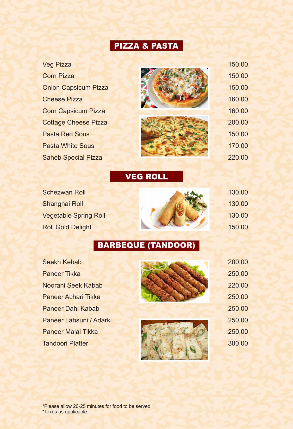 Menu at Saheb Restaurant, Dhamtari