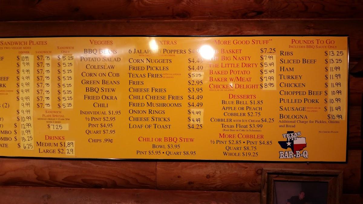 Menu at Texas Pit BBQ, Saginaw, 324 S Saginaw Blvd