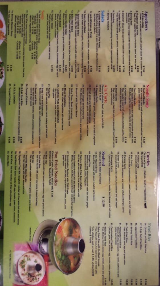 Menu at Thai Silk Express. restaurant, Los Angeles