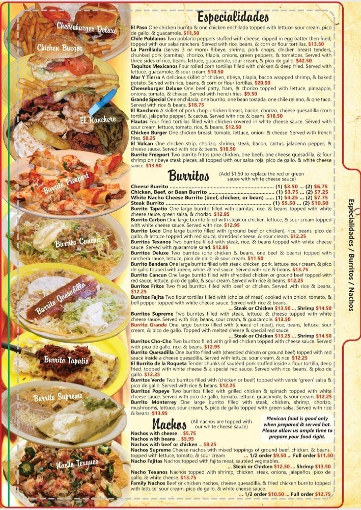 Menu At Fiesta En Cancun Mexican Restaurant, Freeport