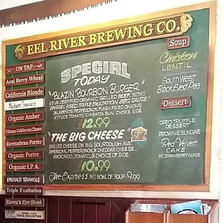 Menu at Eel River Brewing Company pub & bar, Fortuna
