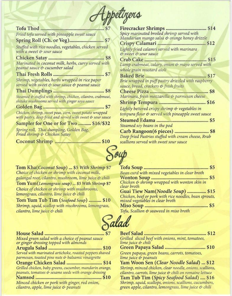 Menu at Tub Tim Thai & Sushi Restaurant, Wellington, FL7 100