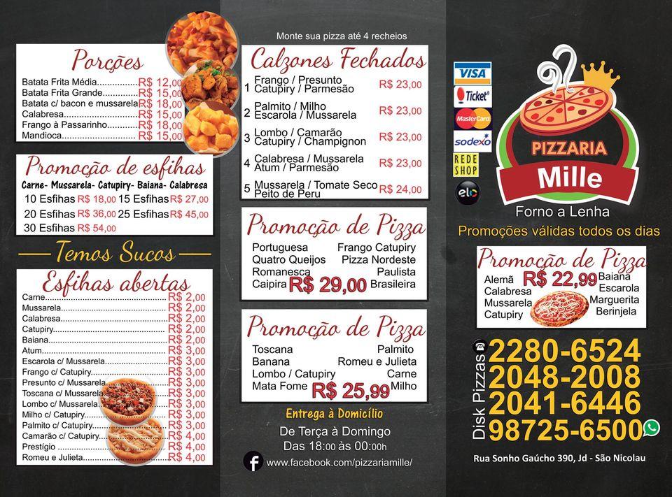 Pizzaria Mille cardápio