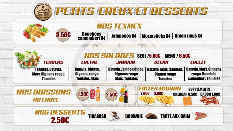 Menu au La Maison du Wrap restaurant, Montargis
