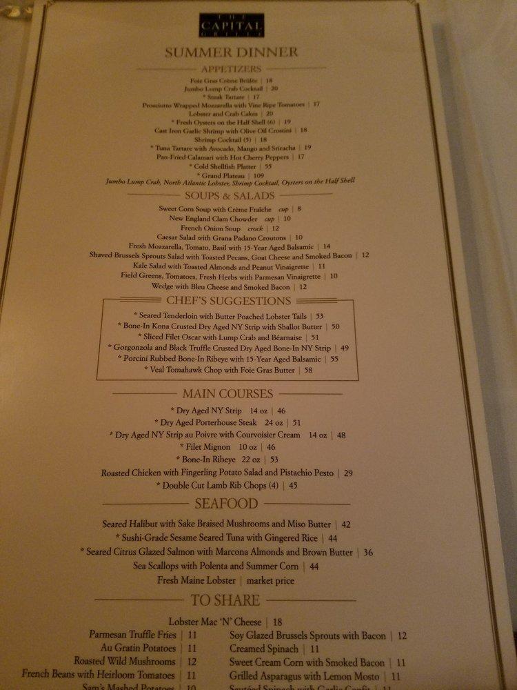 Menu at The Capital Grille pub & bar, Denver