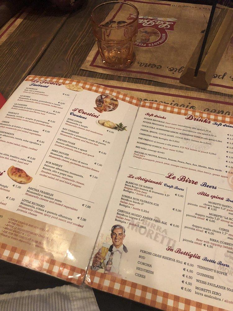 Carta de La Base Ristorante, Roma