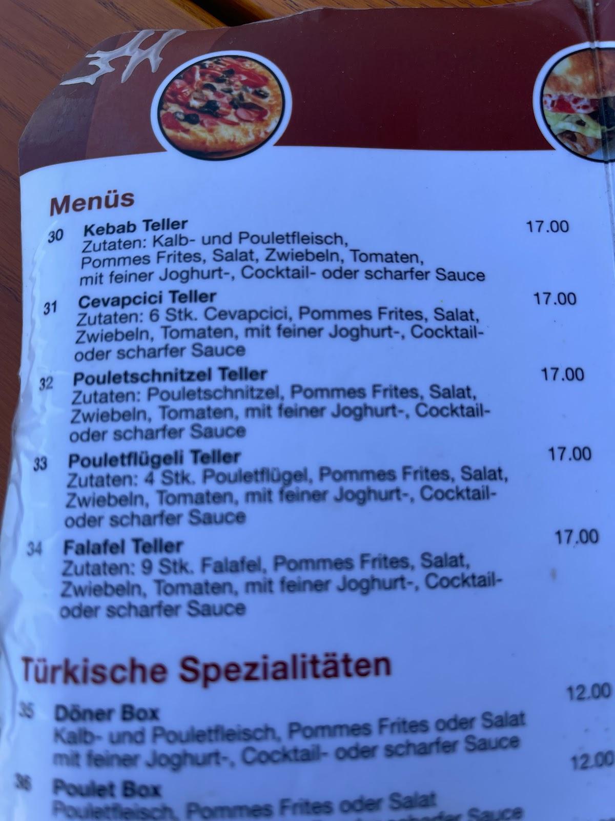 Carta de Pizza & Kebab Bar, Arosa, Oberseepromenade 34