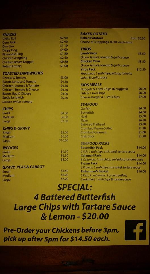 Menu at Muncho's on Kingston restaurant, Port Pirie