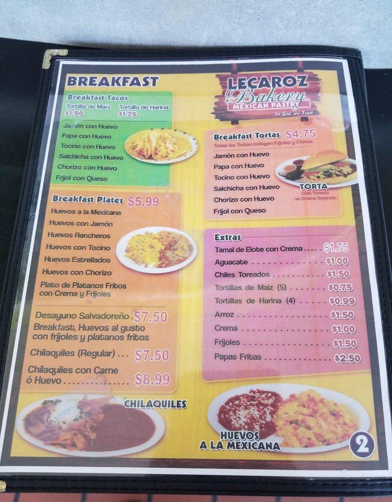 Menu at Lecaroz Bakery, Houston, Bellaire Blvd Ste 120