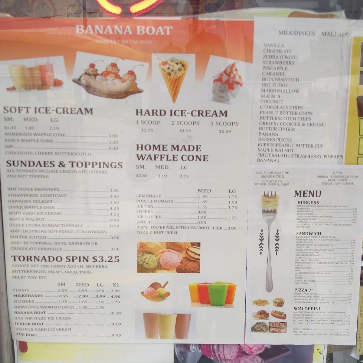 Menu at Banana Boat restaurant, Winter Haven