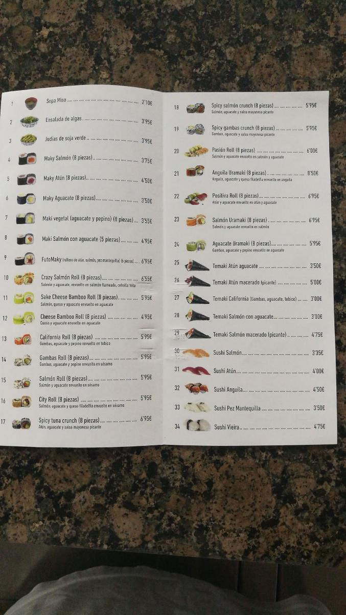 Menu at Cafetería Lunasol, Vinaròs