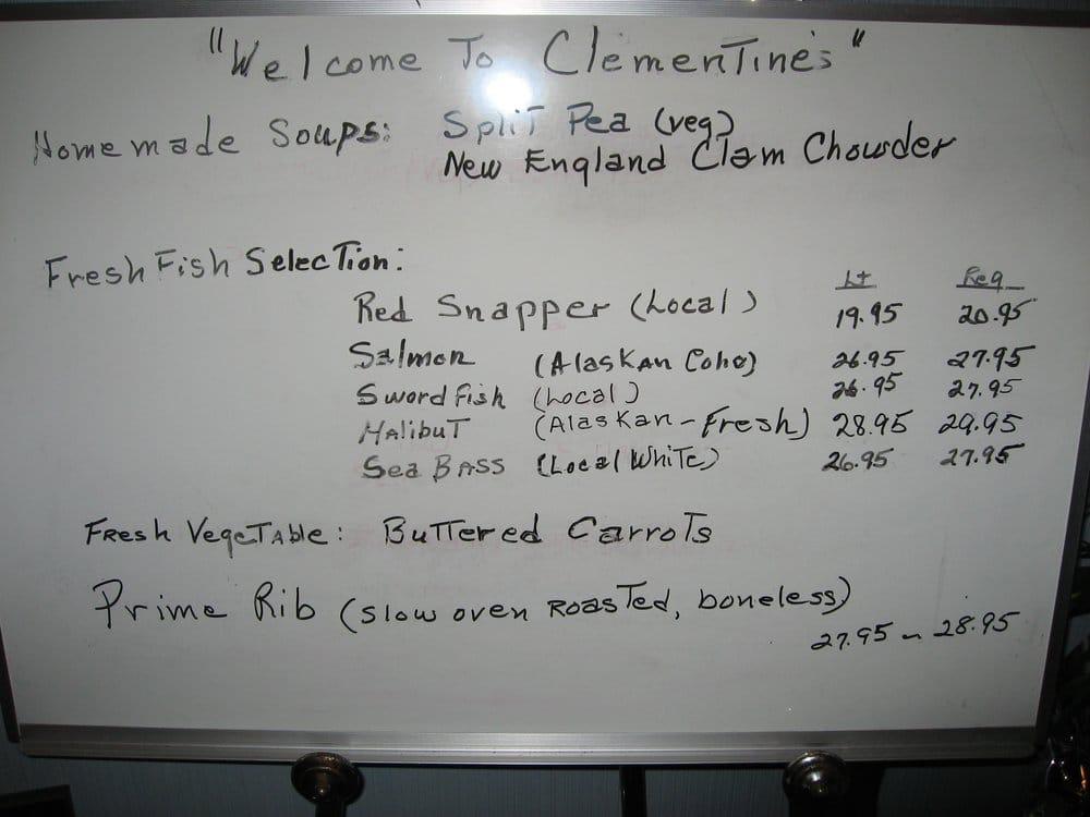 Menu at Clementine’s Steak House steakhouse, Carpinteria