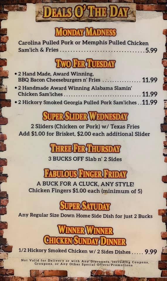 Menu at Fat Jack's BBQ, Cortland