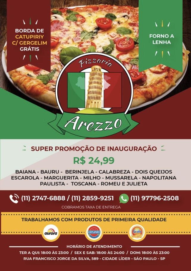 Pizzaria Arezzo S o Paulo R. Francisco Jorge da Silva Menu do