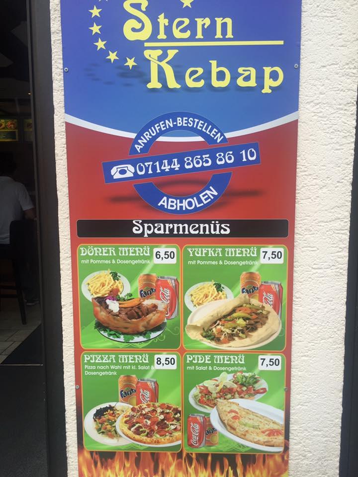 Menu at Stern Kebab restaurant, Affalterbach