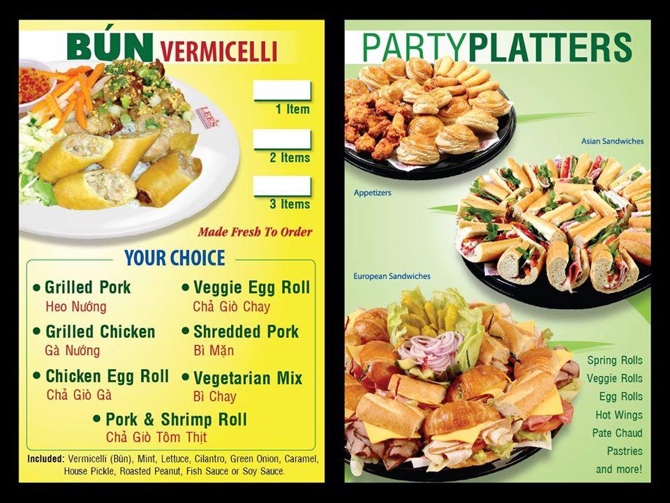Menu at Lee's Sandwiches restaurant, Falls Church