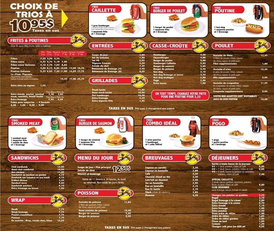 Menu de Restaurant La Caillette