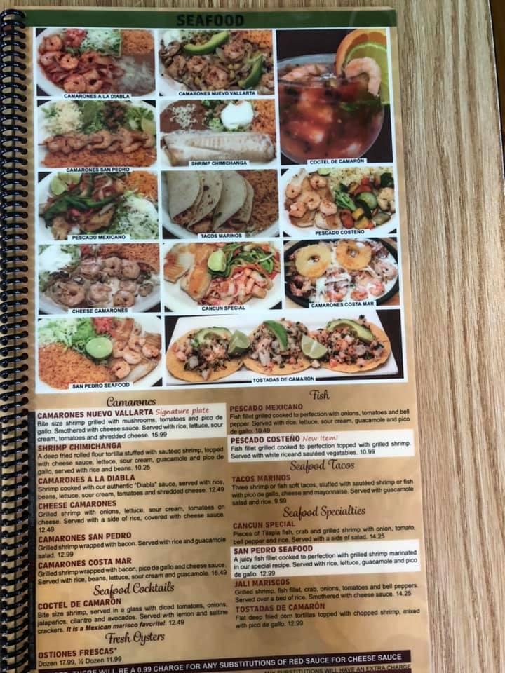 Menu at San Pedro Méxican Restaurant, North Platte, S Jeffers St