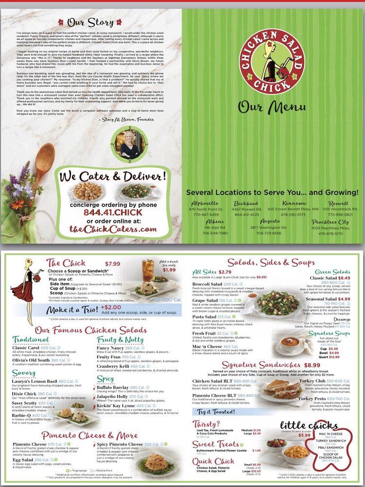 Menu at Chicken Salad Chick restaurant, Peachtree City