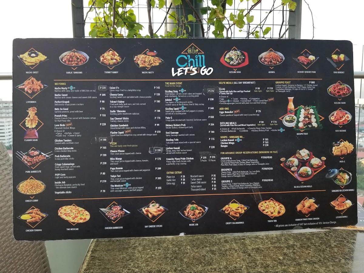 Menu at Chill Top Cubao Roofdeck Restobar, Quezon City, 266 P. Tuazon