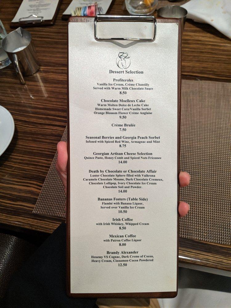 Menu at Buckhead club, Atlanta, Peachtree Rd NE Suite 2600