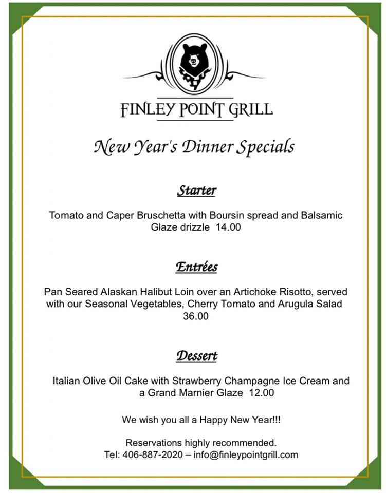Menu at Finley Point Grill pub & bar, Finley Point
