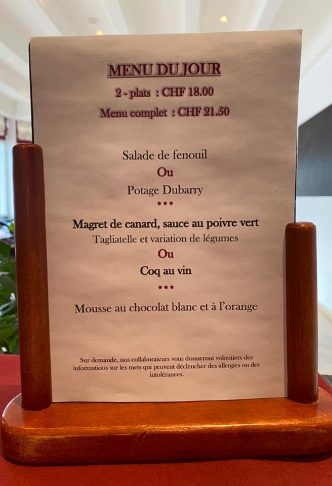 Menu de Hôtel Castel