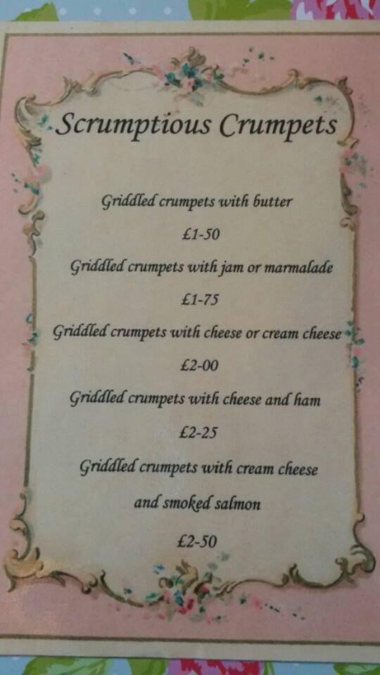 Menu at Tiffin Vintage Tea and Coffee House, Chepstow